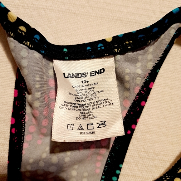 Lands' End girls size 10+ 2 piece racerback top bathing suit Dot design EUC - Picture 5 of 6